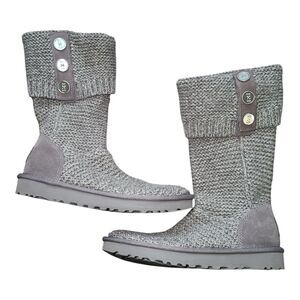 UGG Australia Cardy Classic Knit Tall Boots Olive Green/ Gray Women's Size 7